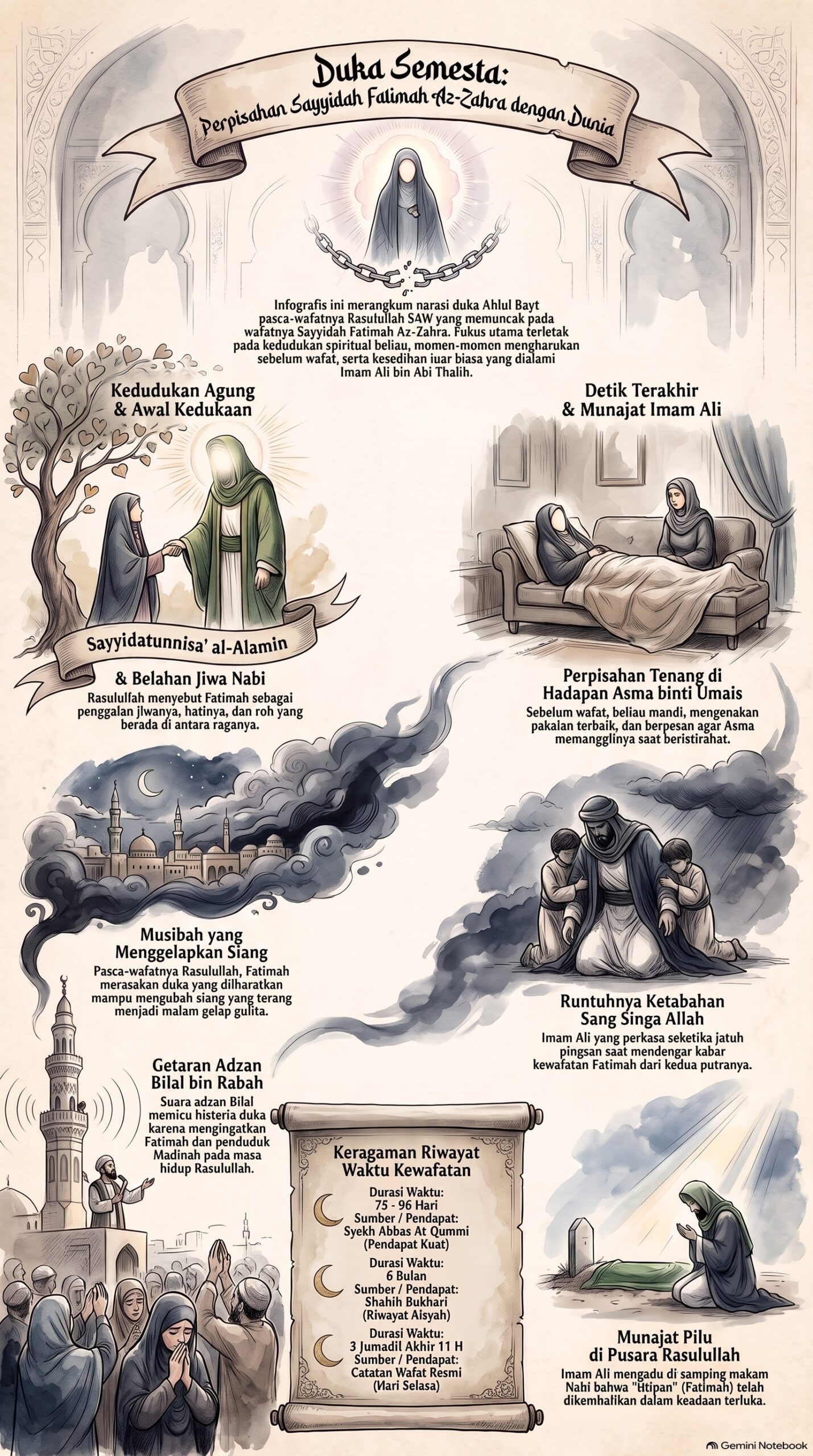 Infografis Perpisahan Sayyidah Fatimah Az Zahra